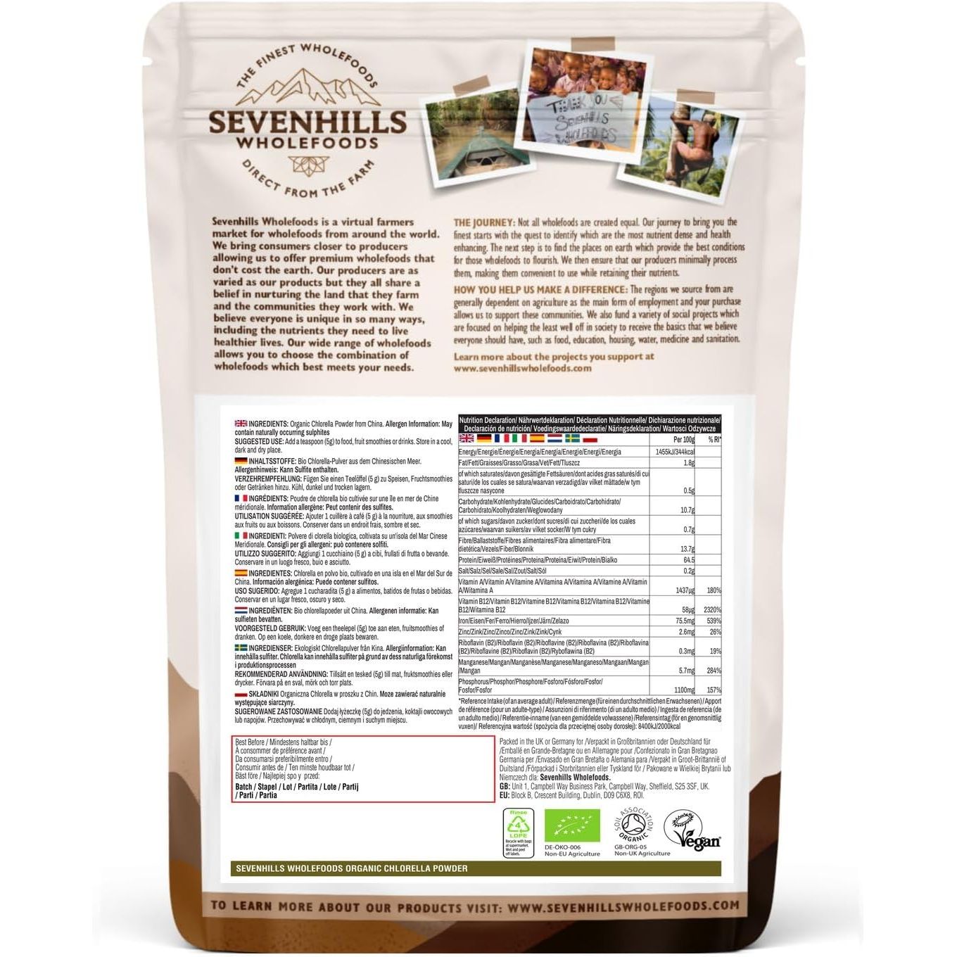 Sevenhills Wholefoods Organic Chlorella Powder, Broken Cell Wall, 200G