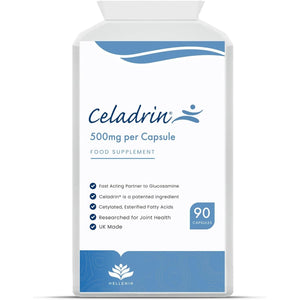 Celadrin® Capsules 500Mg | Potent Joint Care Supplement | Branded Ingredient | Clinically Researched for Improved Joint Function & Mobility | 90 Capsules - Vegan Friendly | Made in the UK by Hellenia