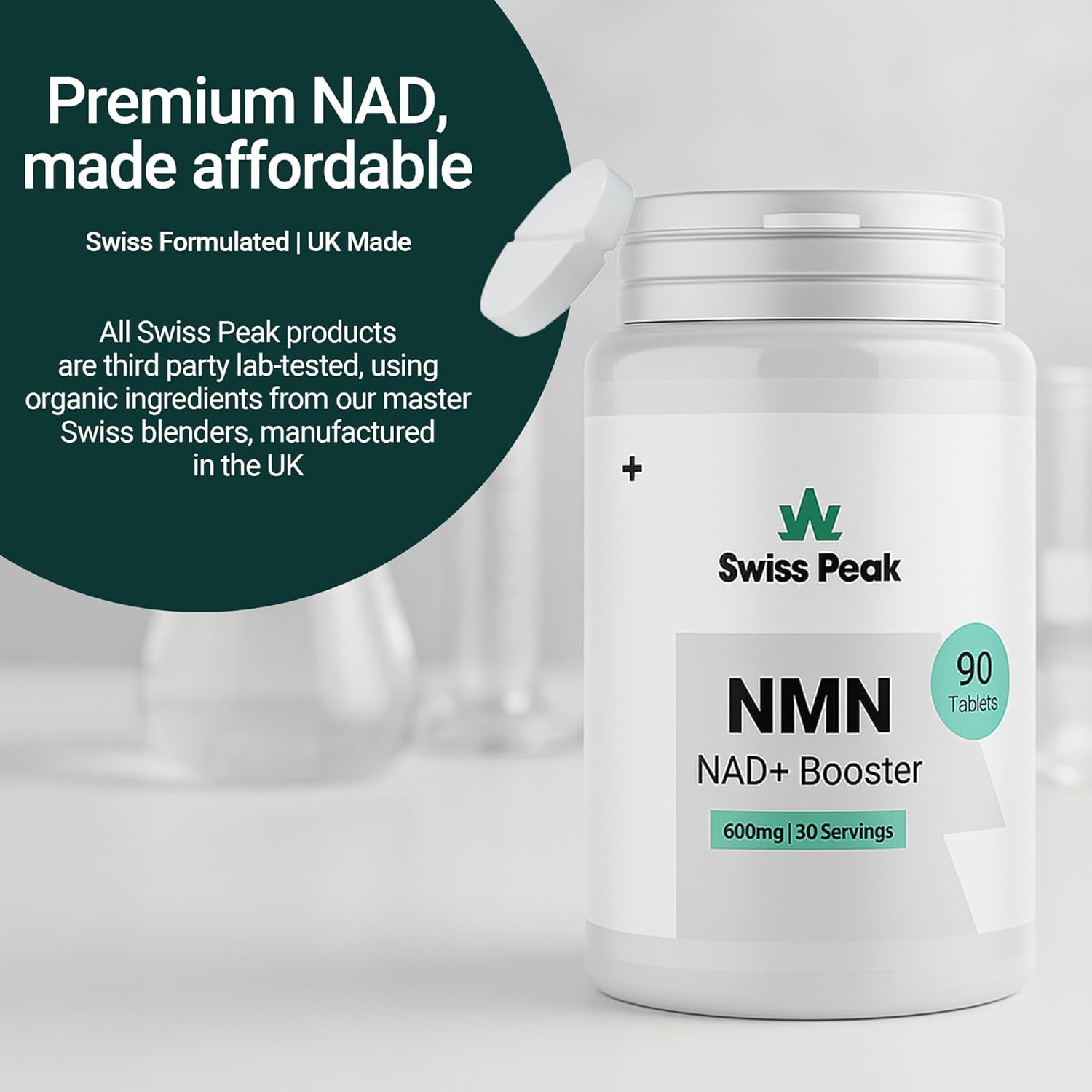 NMN = NAD+ Supplement, 600Mg per Serving, Enhanced Absorption, Actual NAD+ Supplement for Cellular Repair & Energy Metabolism | Vegan, Non-Gmo