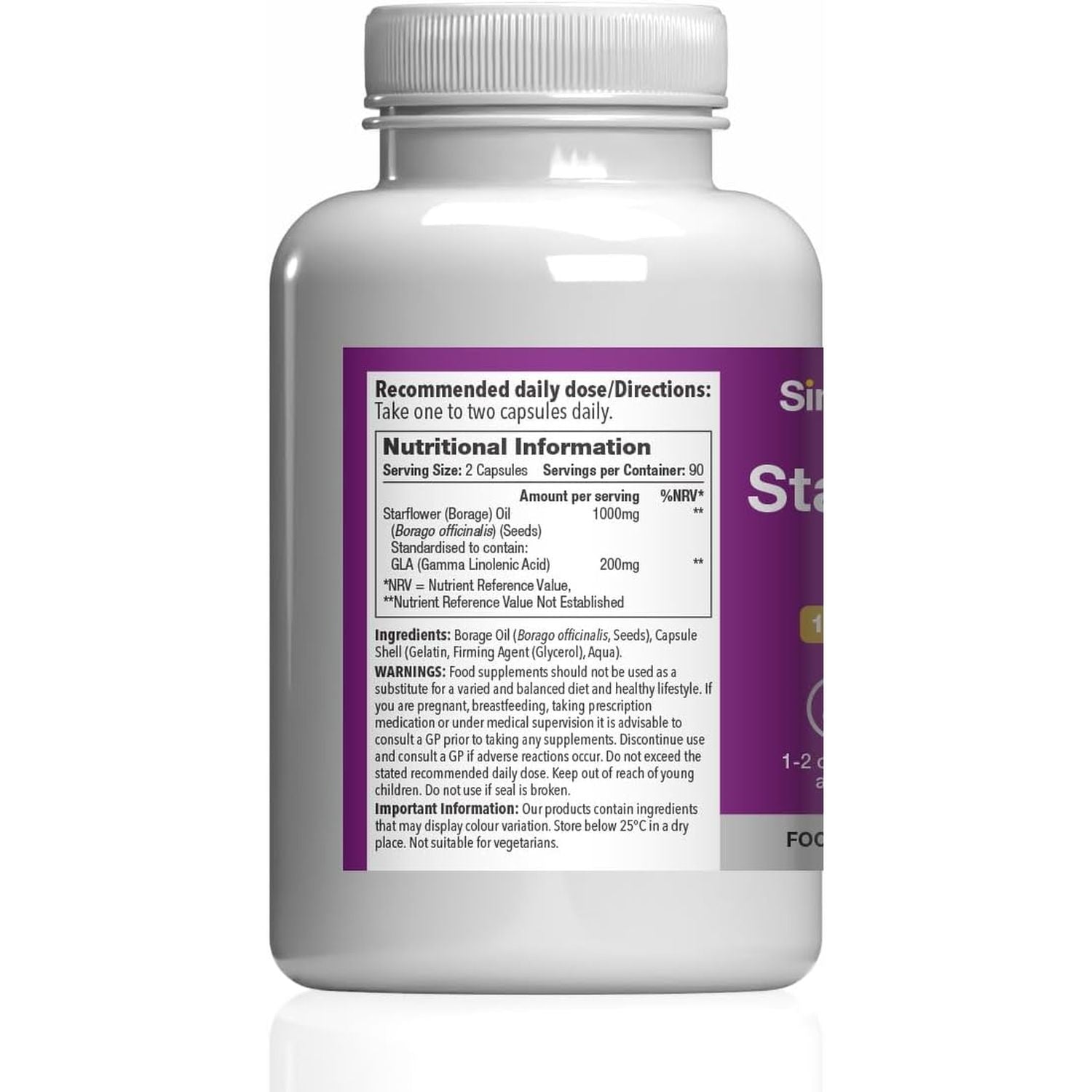 Starflower Oil 1000Mg | High Strength Borage Oil Softgels with GLA | 180 Softgels | Cold-Pressed | Made in the UK