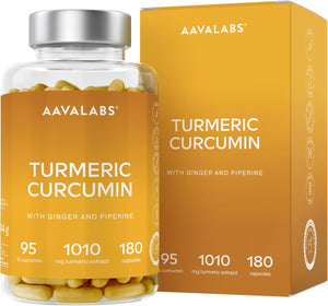 Turmeric and Black Pepper Capsules with Ginger Root Extract - Not Turmeric Tablets - 95% Curcumin Extract, Ginger & Piperine - 180 Capsules - 3 Months Supply - Vegan