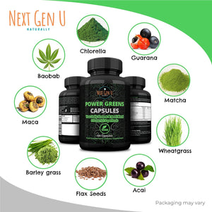 Super Green Capsule 500Mg - 120 High Strength Capsules | Plant Based Antioxidant & Immunity Support | Includes Maca,Matcha, Wheatgrass, Acai, Flaxseed