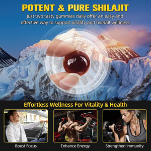 3000Mg Shilajit Gummies, Pure Himalayan Shilajit Gold Gummies for Men Women, 85+ Trace Minerals Rich in Ashwagandha, Gokshura Supports Energy Levels, Boosts Immune Function, 60 Gummes (1)