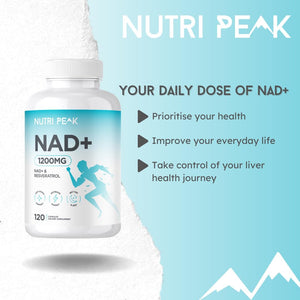 Max Strength NAD+ Supplement | 1200MG | 120 Capsules | Increase NAD Levels | Enhance anti Aging Effects | Increase Energy Levels | Improve Sleep Quality | Vegan & Gluten Free