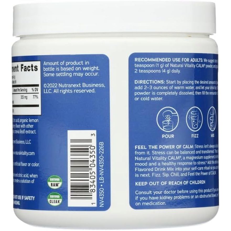 Magnesium Powder Calm, Raspberry-Lemon, Gluten Free, 226 G