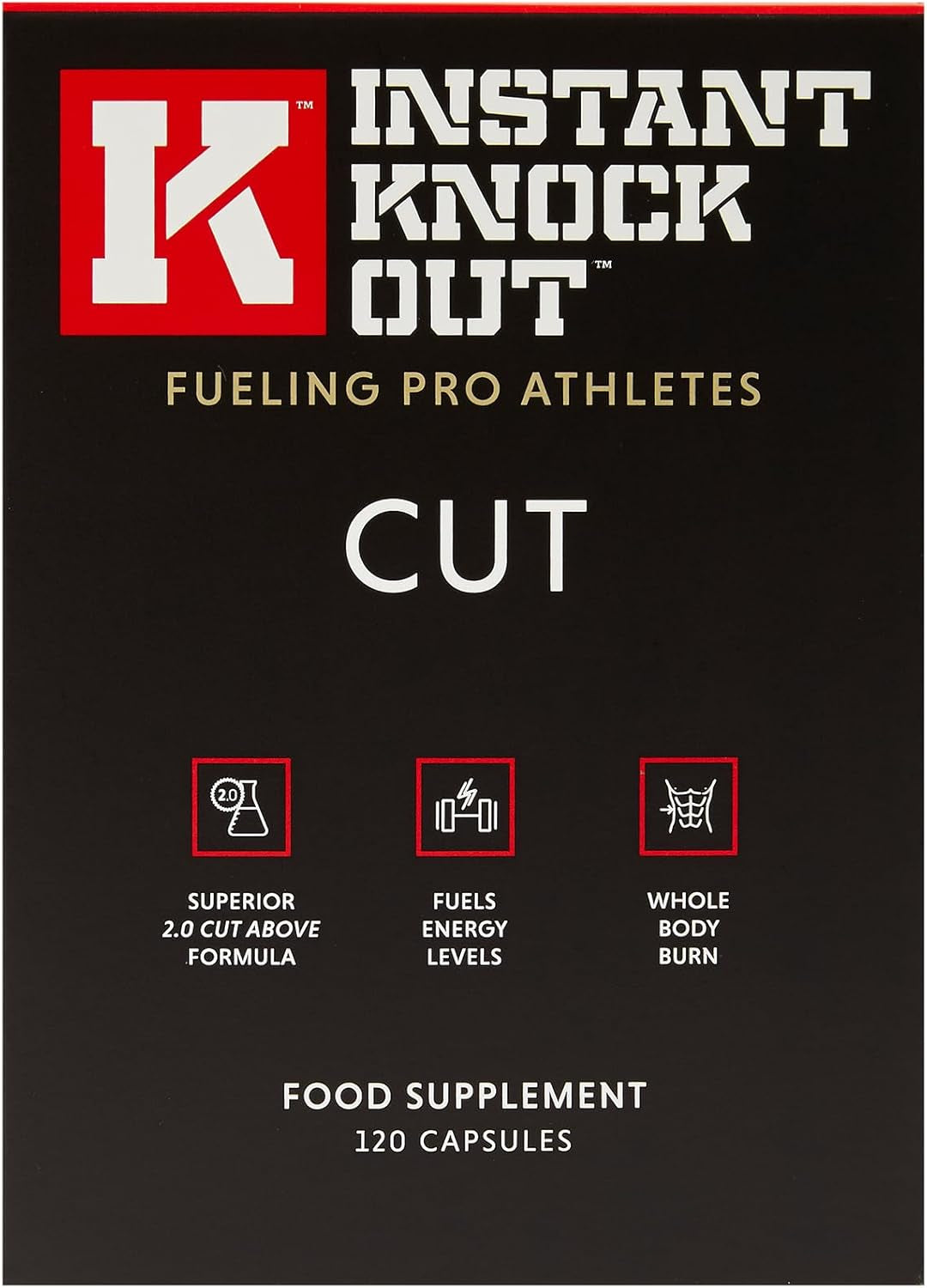 Instant Knockout Cut - 120 Weight Management Diet Pills - Men and Women -100% Natural Ingredients with Glucomannan, Green Tea Extract, Cayenne Pepper Seeds and More - UK Made Premium Supplement