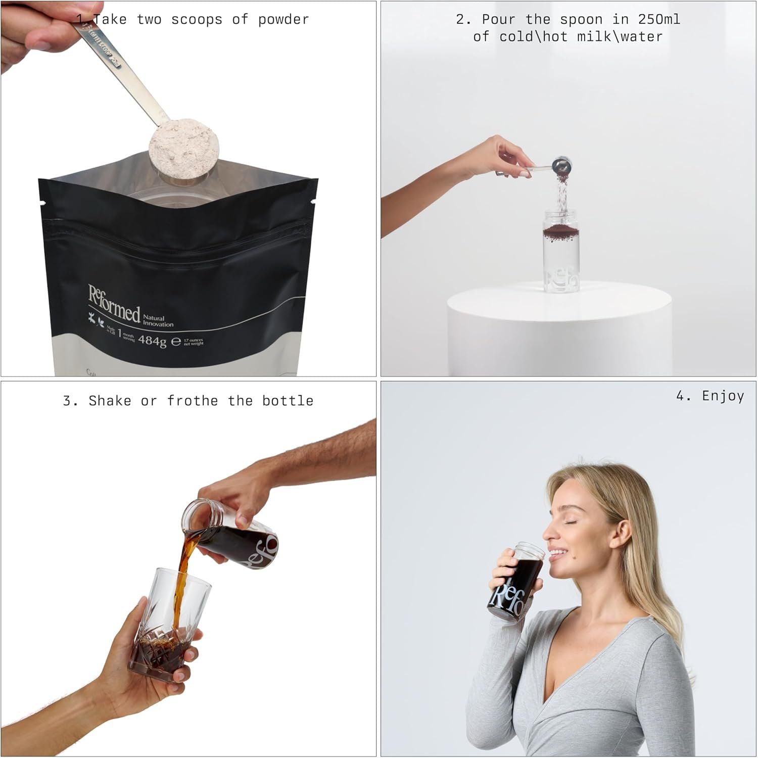 Reformed Collagen Black Coffee I High Protein, Hydrolysed Collagen (Bovine), Muscle Growth, Skin Health, Functional Mushrooms, 21 Vitamins & Minerals, Instant I UK Made I 1 Month Supply