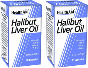 Healthaid Halibut Liver Oil Pack of 2 X 90 Capsules (180 Capsules)