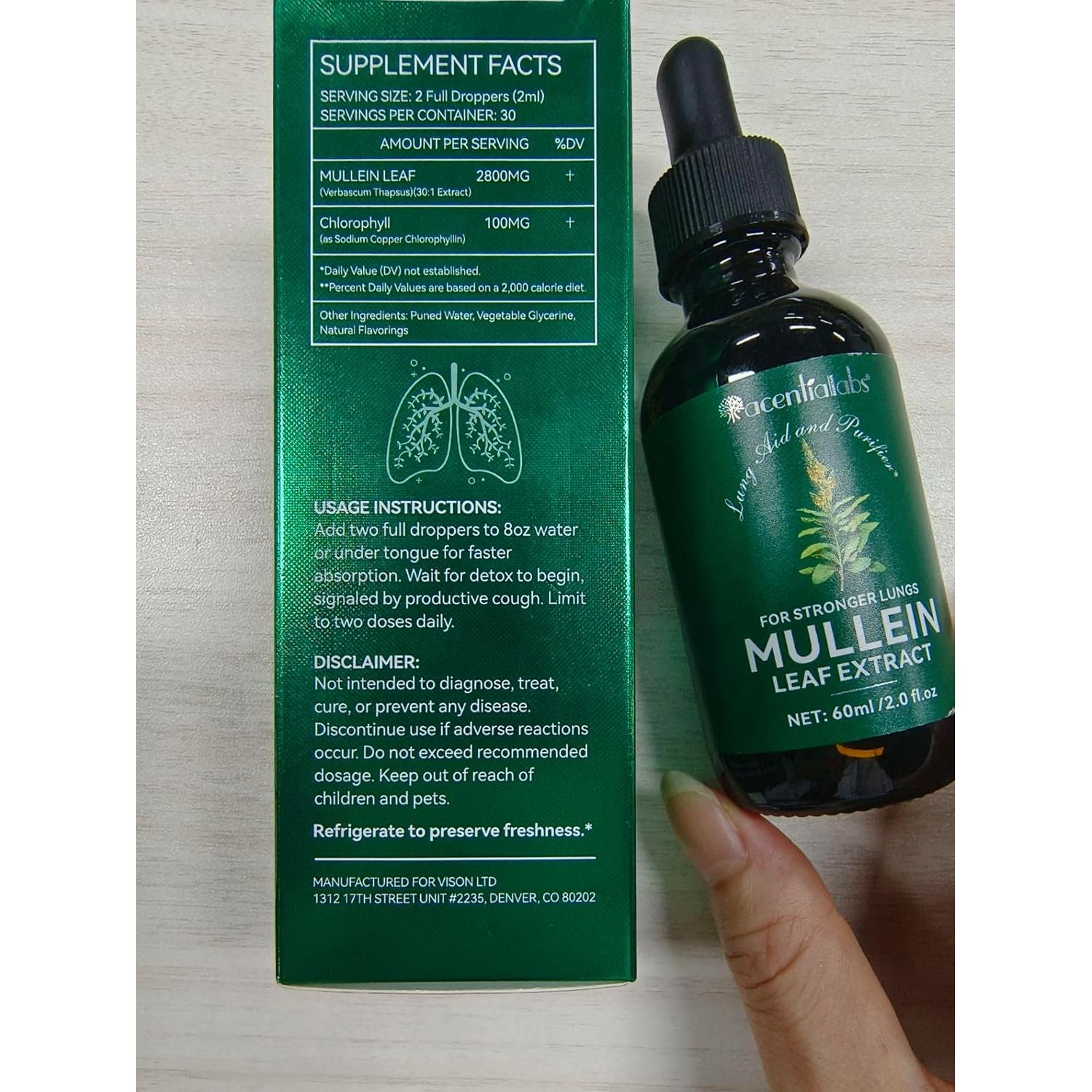 Mullein Drops for Lungs - Mullein Leaf Extract Supplement - Lung Cleanse Respiratory for Smokers - 2.02 Fl Oz