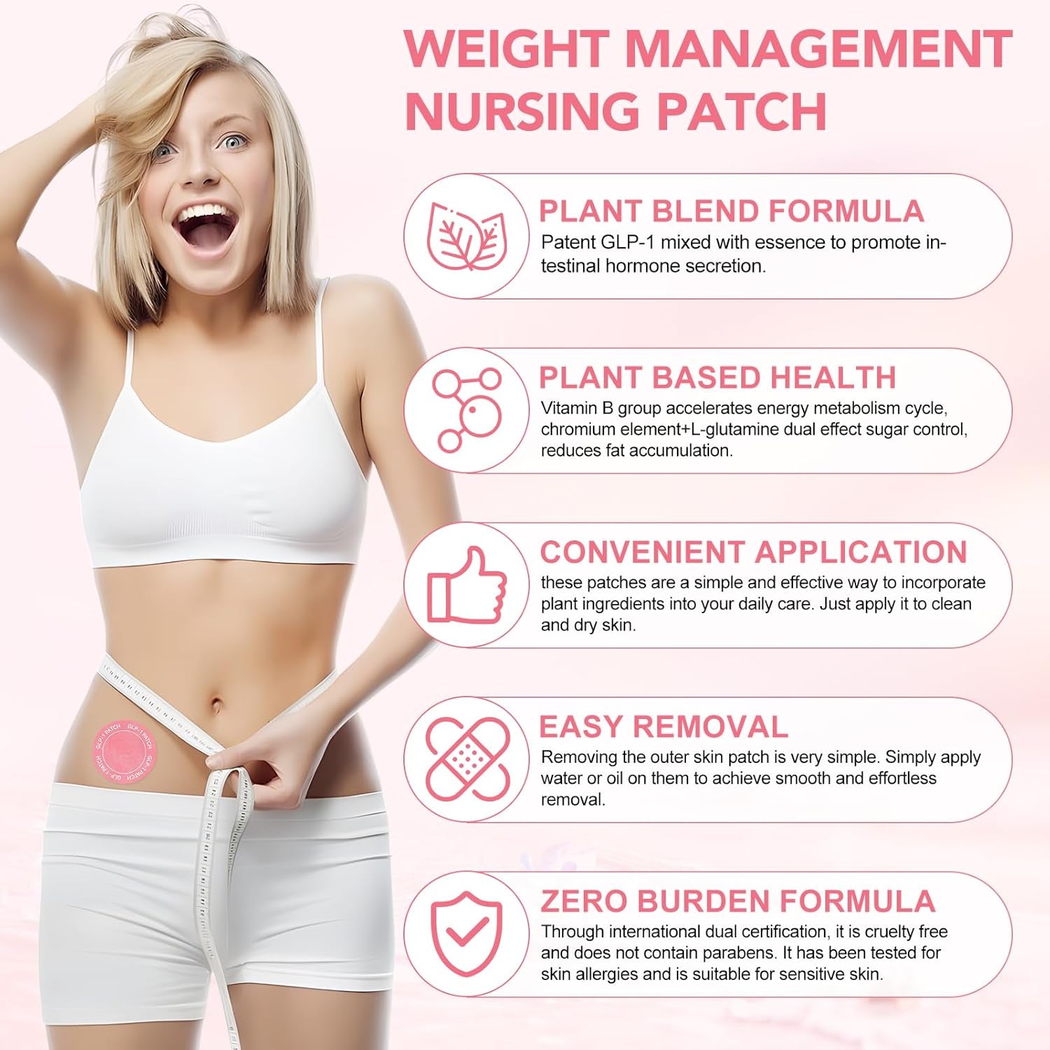 GLP-1 Patches with L Glutamine, Berberine & Pomegranate – Natural Weight Management Patch, 30 Transdermal Patches for Appetite Control & Metabolism Support (1)