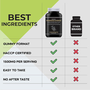 Fraction One Berberine Gummies – 120 Gummies – 1500 Mg per Serving, Ceylon Cinnamon 1000Mg and Vitamin B12, Magnesium Glycinate 400Mg – Supports Immunity, Improve Metabolism – Vegan – 60 Days Supp