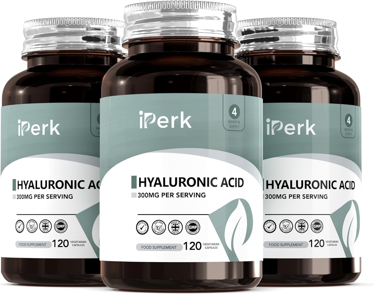 Iperk Hyaluronic Acid 300Mg | 120 Capsules 4 Months Supply | Hyaluronic Acid Supplement