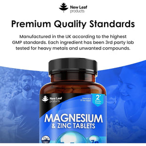 Magnesium Supplements 516Mg with Zinc - 120 Magnesium Tablets Supports Muscle Bone Health, Tiredness - High Strength Contributes to Many Health Factors Easy to Swallow Sleep Supplement (Not Capsules)