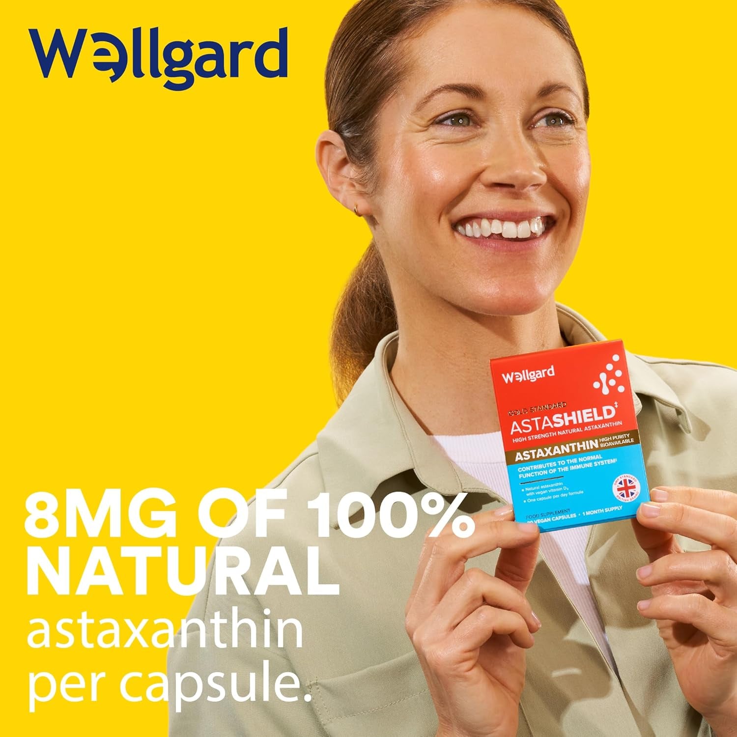 Wellgard Vegan 8Mg Astaxanthin Supplement - Natural Astaxanthin, Not Synthetic, High-Strength Astaxanthin with Vitamin D3
