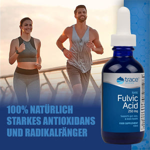 Trace Minerals Fulvic Acid | Liquid Ionic Fulvic Acid | 250 Mg | Intestine, Digestion, Skin, Brain | Mineral Complex 72+ Minerals and Trace Elements, Ph Balance, Muscle Endurance, Hydration