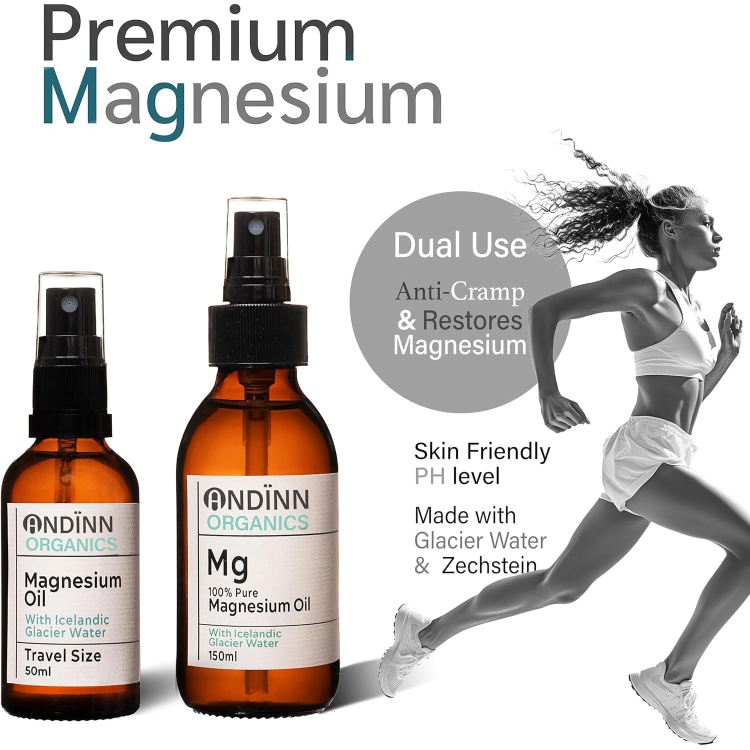 Magnesium Oil Spray | Naturally Ph Balanced | Joints, Muscles & Sleep | with Icelandic Glacier Water | High Strength | 31% Concentration | Eco Friendly | Made in the UK