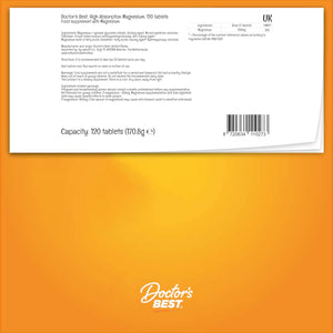 Doctor'S Best, High Absorption Magnesium, 100% Chelated with TRAACS, with Glycine and Lysine, 120 Vegan Tablets, Soya-Free, Gluten-Free, Non-Gmo