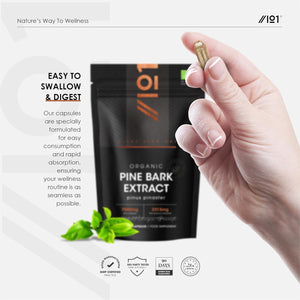 Organic Pine Bark Extract 7500Mg – 237Mg OPC Proanthocyanidins High Strength – 90 Vegan Capsules (3 Months Supply) – Resealable and Recyclable Pouch by Alpha01