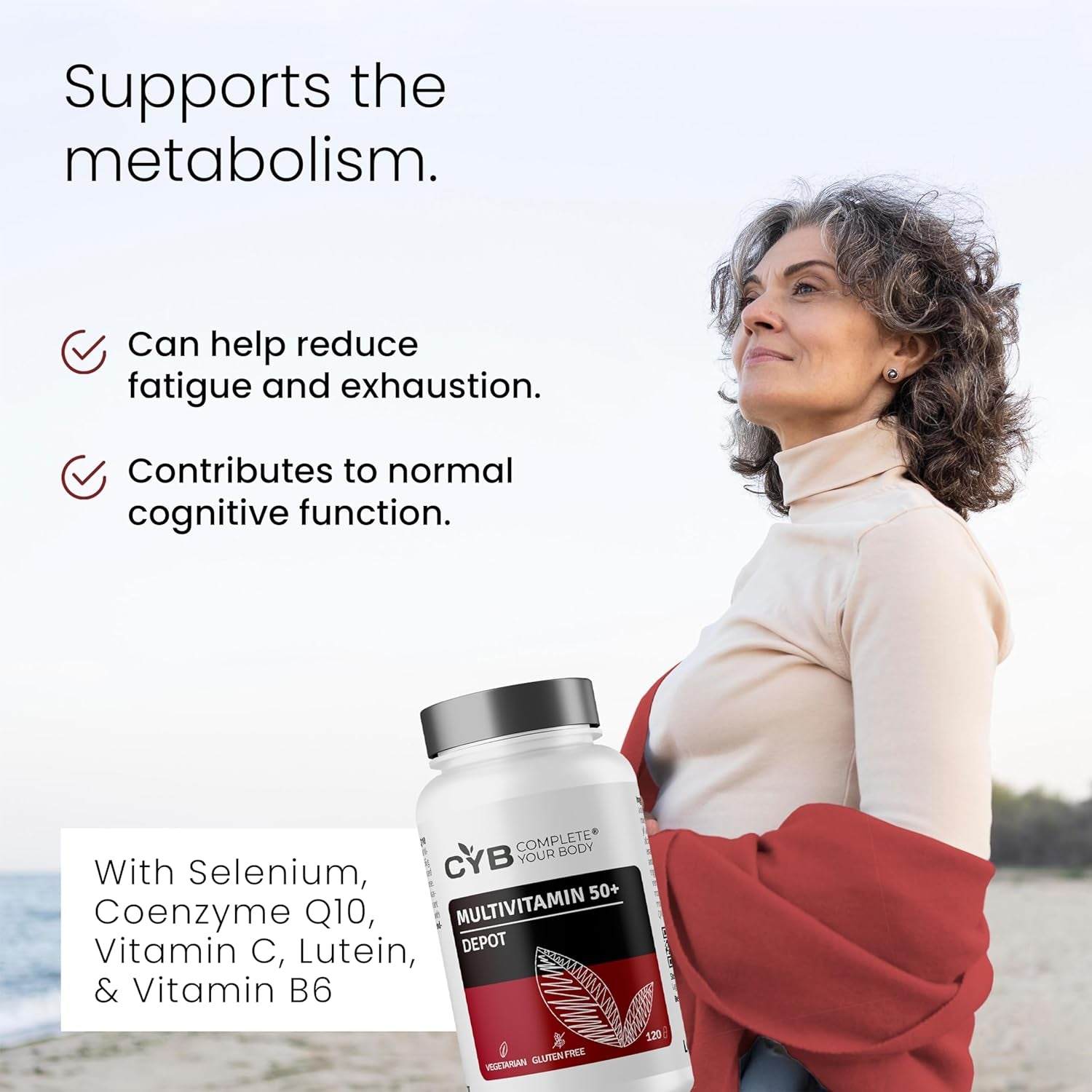 A-Z 50+ Premium Multivitamin & Mineral Tablets with Lutein & Coenzyme Q10 – Complete One-A-Day Formula with All Essential Vitamins & Minerals plus Lutein & Coq10 – Daily Supplement for Adults over 50