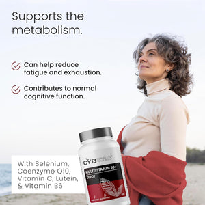 A-Z 50+ Premium Multivitamin & Mineral Tablets with Lutein & Coenzyme Q10 – Complete One-A-Day Formula with All Essential Vitamins & Minerals plus Lutein & Coq10 – Daily Supplement for Adults over 50