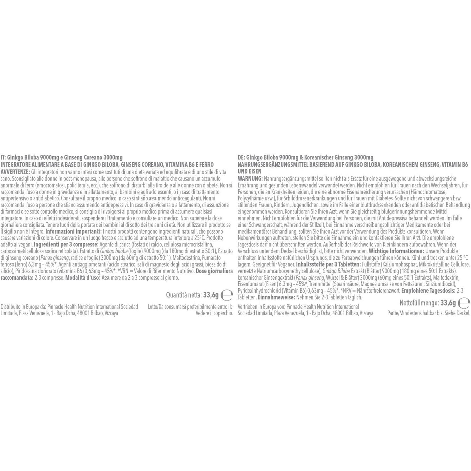 Ginkgo 9,000Mg & Ginseng 3,000Mg | Supports Mental Performance & Helps with Circulation | Vegan & Vegetarian Friendly | 120 Tablets | Manufactured in the UK