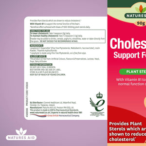 Natures Aid Cholesterol Support Formula, with Plant Sterols & Vitamin B1, 90 G Powder,145600