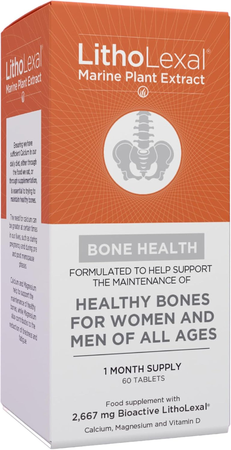 Litholexal Bone Health 60 Tablets (1 Month Supply) Food Supplement, Containing Plant-Based Calcium, Magnesium and Vitamin D