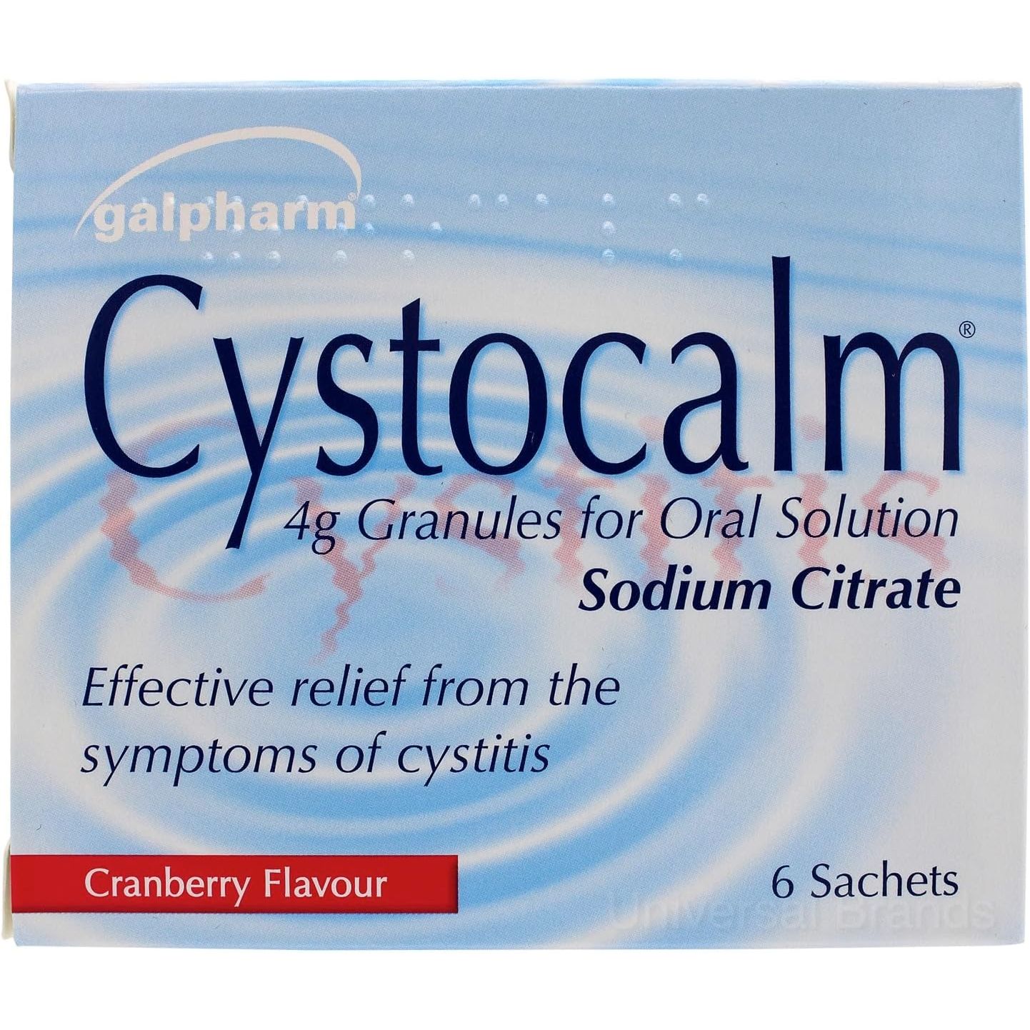 3X Cystitis Relief from Burning Pain, Cystocalm 6 Sachets 4G Granules Cranberry