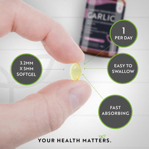 Premium Garlic Capsules - Odourless High Strength 15,000Mg - 180 Soft Gel Capsules of Deodourised Cold Pressed Garlic Oil from Allium Sativum – 6 Month Supply - Made in the UK by Nutravita