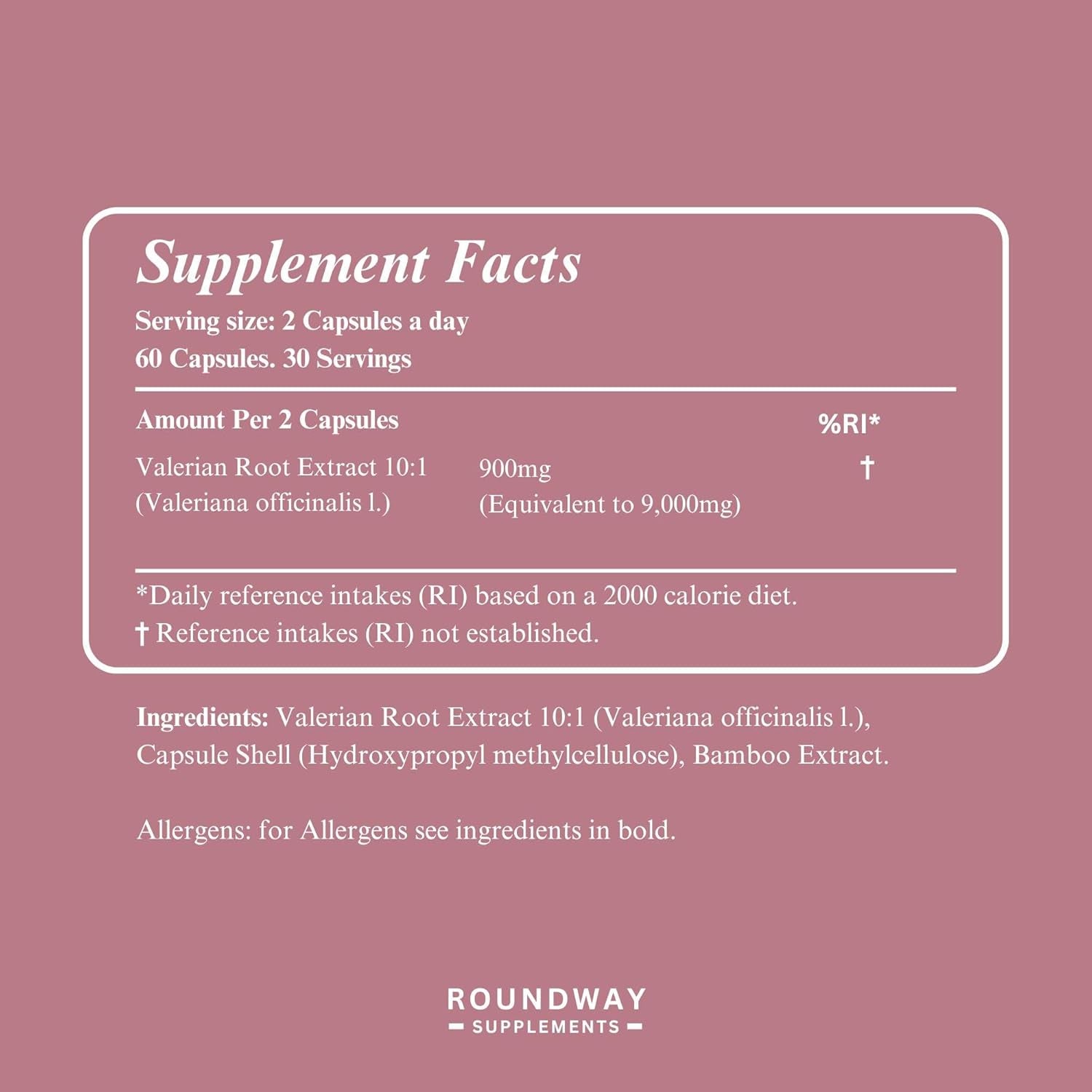 Valerian Root | 9000Mg High Strength Extract Capsules for Sleeping & Relaxation | 60 Capsules, Not Tablets | 1 Month Supply | Made in the UK by Roundway Supplements