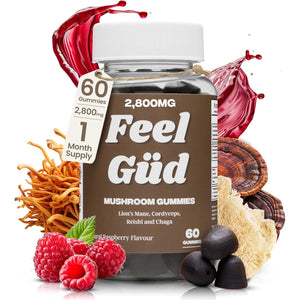 Lion'S Mane, Chaga, Cordyceps & Reishi Mushroom Gummies: 2,800Mg 4-In-1 Blend with B12 & B6. 60 Raspberry Gummies Supporting Brain Function, Sleep, Immunity & Natural Energy.