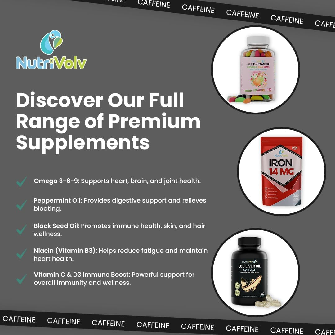 Caffeine 200Mg Tablets for Energy Boost, Mental Focus, Alertness, Weight Loss & Increase Workout Performance | Vegan