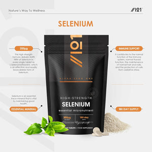 Selenium 200Mcg - 180 Tablets – Yeast Free L-Selenomethionine Supplements – Natural Immune System & Thyroid - Resealable and Recyclable Pouch by Alpha01
