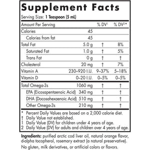 Nordic Naturals Arctic CLO, Heart and Brain Health, and Optimal Wellness, Orange, 8 Oz.