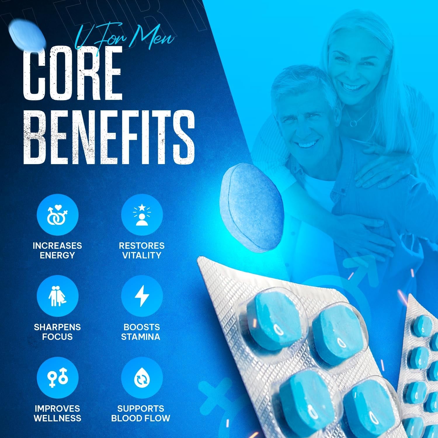 Exer on - Blue 10 Tablets for Men - 100Mg Herbal Supplement for Men - Strong Effect - Mens Health Support Tablets - Performance & Enhancement - Maca, Glycine, Korean Ginseng and Zinc