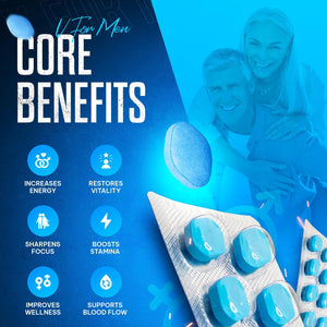 Exer on - Blue 10 Tablets for Men - 100Mg Herbal Supplement for Men - Strong Effect - Mens Health Support Tablets - Performance & Enhancement - Maca, Glycine, Korean Ginseng and Zinc