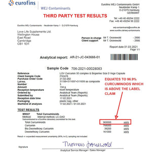 Curcumin 95 + Bioperine® by LLS | High Strength Turmeric Curcumin Capsules Containing 96.9% Curcuminoids and Black Pepper Extract | 500Mg X 60 Veg Capsules | Made in UK under GMP/BRC License