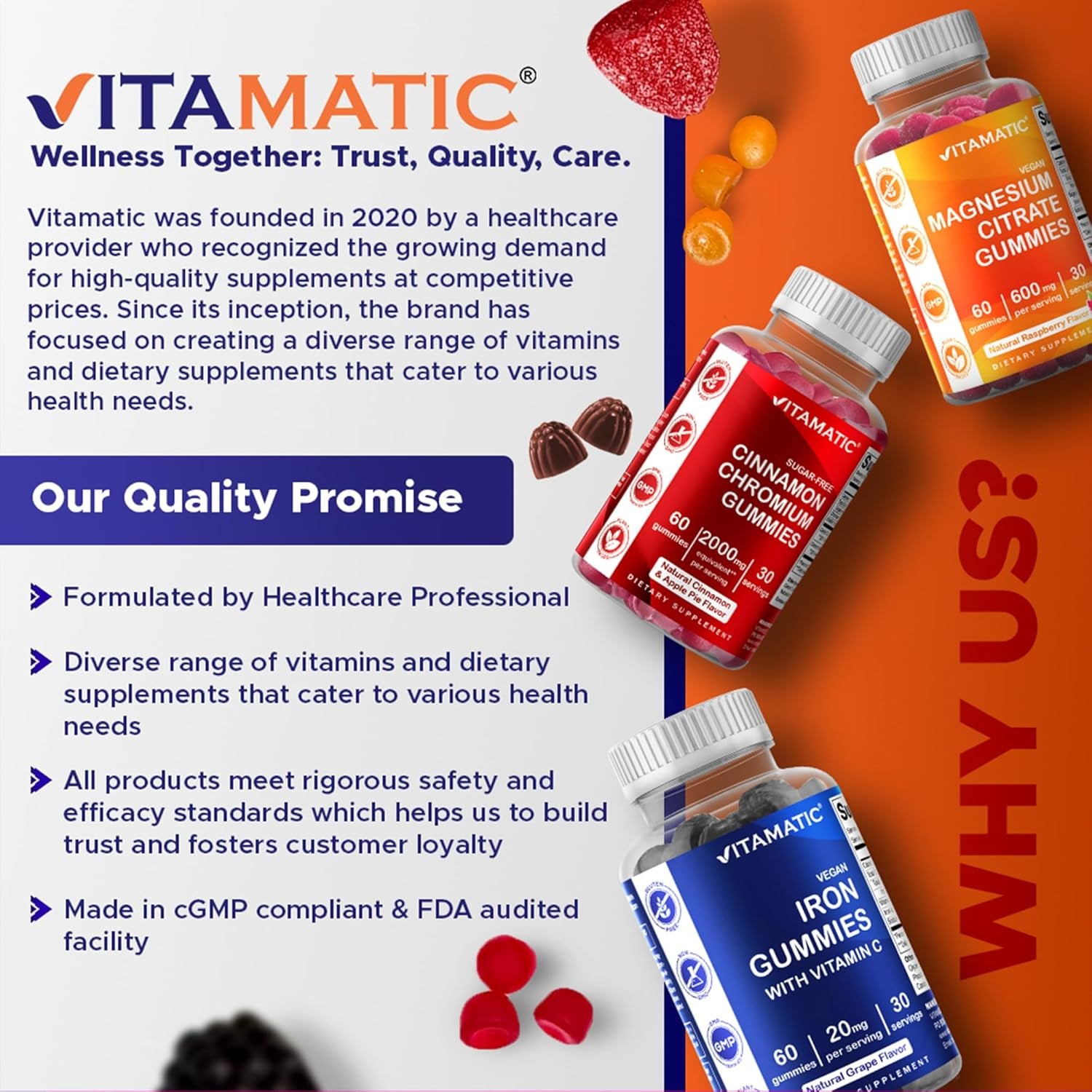 Vitamatic Prebiotic Fiber Gummies for Adults – 7G Fiber per Serving – 60 Pectin-Based Gummies Extra Strength, Zero Sugar Added – Supports Digestive Health & Regularity – Non-Gmo, Vegan, Gluten-Free