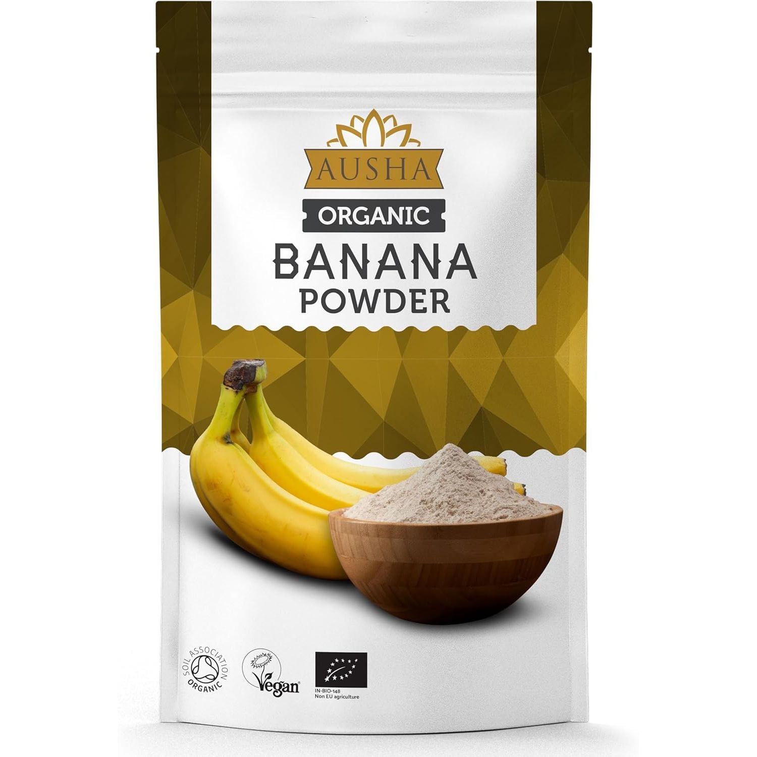 AUSHA Organic Banana Powder 250G | Gut Health, Gluten Free, Fibre, Energy, Endurance | Baking, Protein Shakes, Porridge - Certified Organic by Soil Association