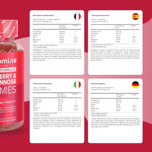 Cranberry & D Mannose Gummies - Urinary Tract Health & Bladder Control - Vegan - Alternative to Cranberry Tablets, Juice, or D Mannose Powder - Inulin, Magnesium - 60 Gummies - Novomins