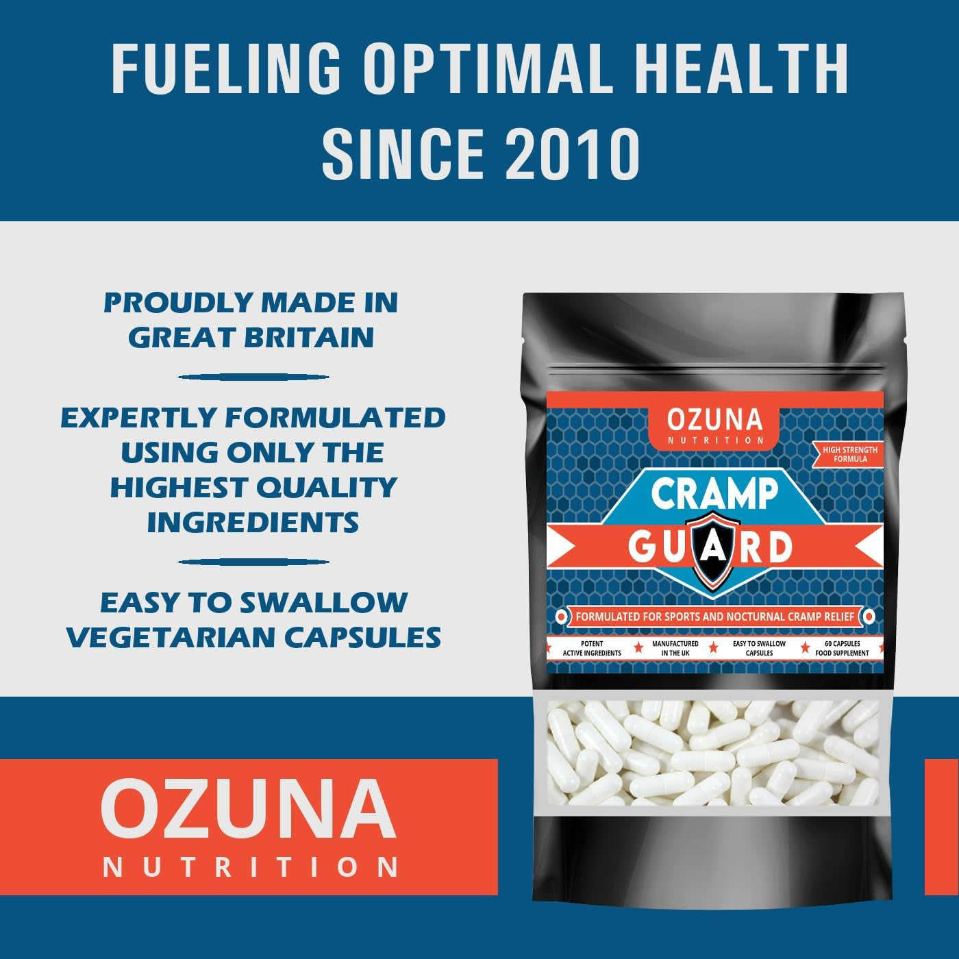 Cramp Guard Magnesium Supplement | Sports & Nocturnal Cramp Relief | Highly Bioavailable Magnesium Citrate, Vitamin D3 & Calcium | Muscle, Leg Cramps & Restless Leg Syndrome (RLS) Relief, 60 Capsules