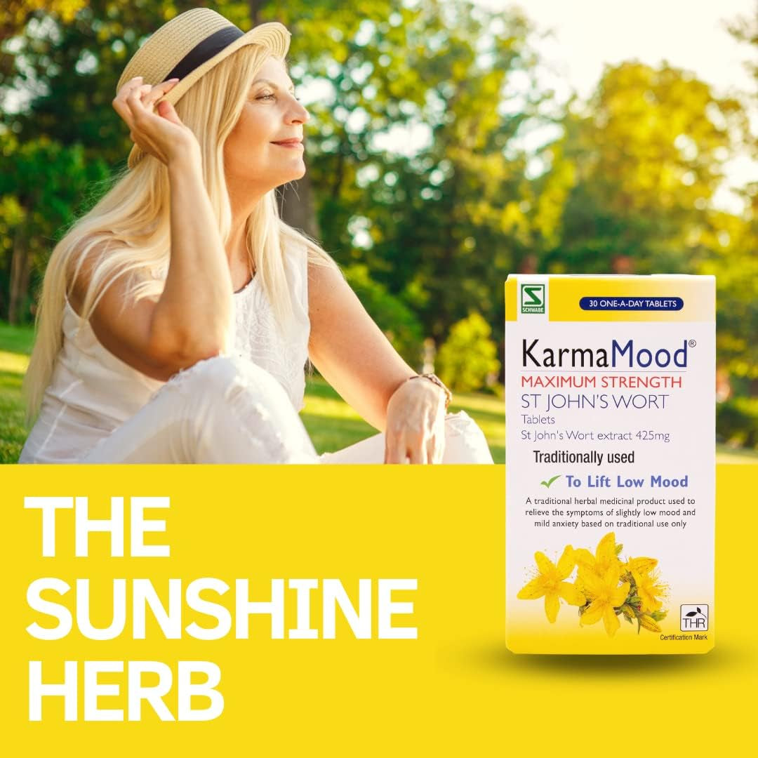 Schwabe Karmamood Maximum Strength - St John'S Wort Extract 425Mg - Traditional Herbal Medicinal Product - 60 Tablets