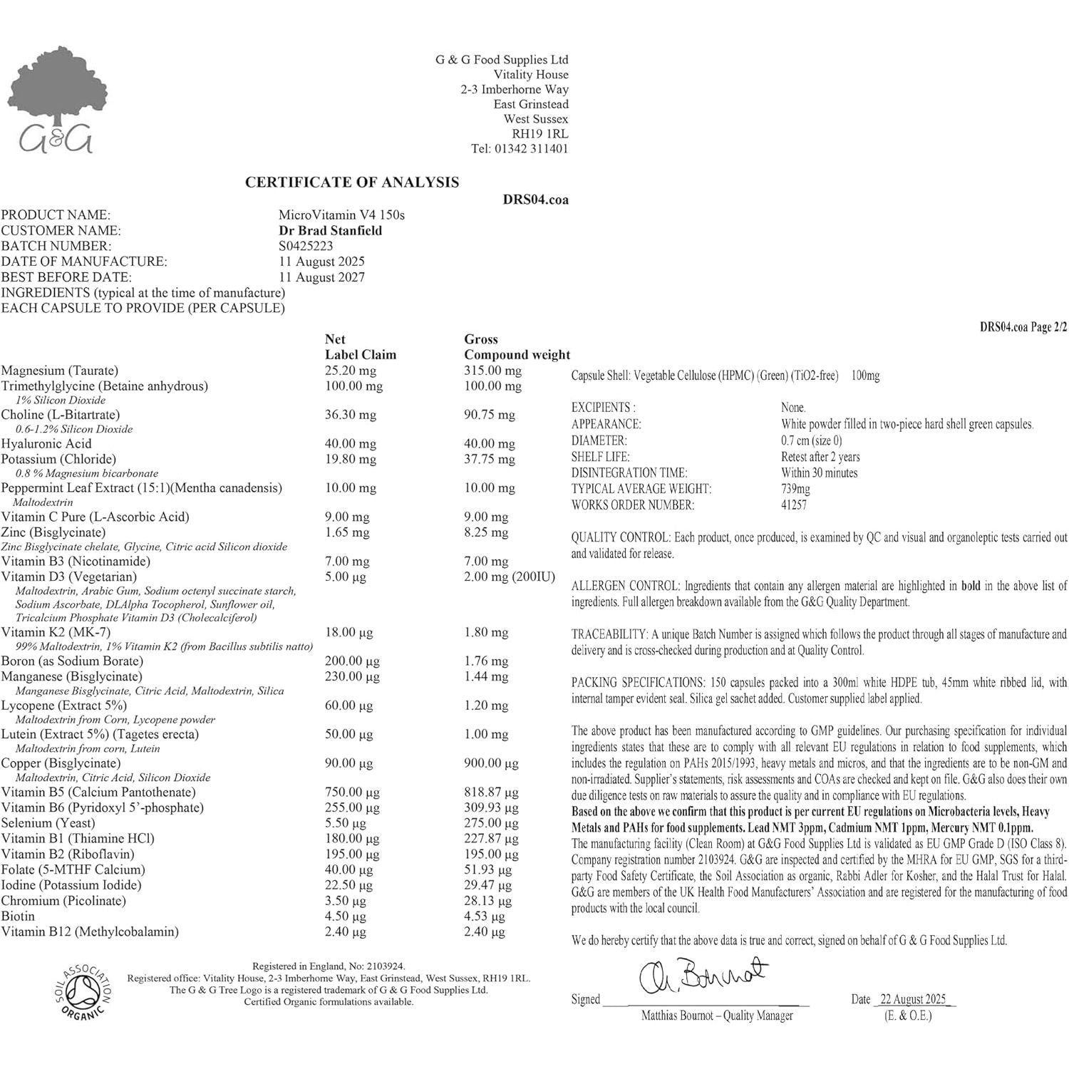 Dr Brad Daily Low Dose Multivitamin & Mineral for Men & Women to Support Cognitive Performance & Memory + Hyaluronic Acid for Skin Health + TMG for Exercise (150 Count)