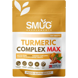Turmeric Complex MAX 2000Mg with Ginger & Black Pepper - British Made by SMUG Supplements - 120 Vegan Tablets - 3-In-1 Blend - Suitable for Men and Women