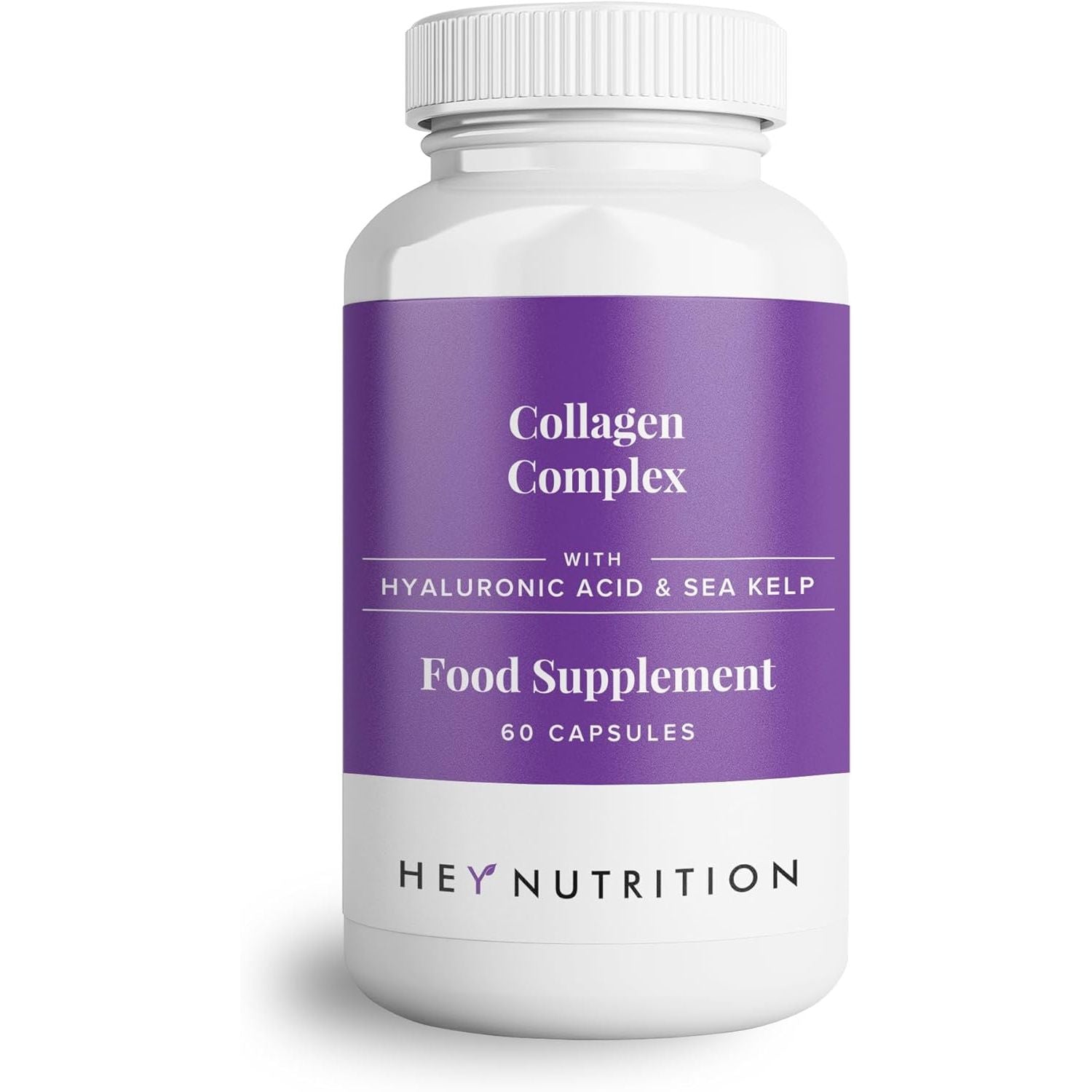 Hey Nutrition Collagen Complex Hyaluronic Acid & Sea Kelp Vitamin E, C, Biotin - Healthy Nails, Skin, Hair Joints Metabolism - Type 1 Marine Supplement - Non GMO, 60 Capsules