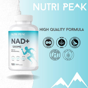 Max Strength NAD+ Supplement | 1200MG | 120 Capsules | Increase NAD Levels | Enhance anti Aging Effects | Increase Energy Levels | Improve Sleep Quality | Vegan & Gluten Free