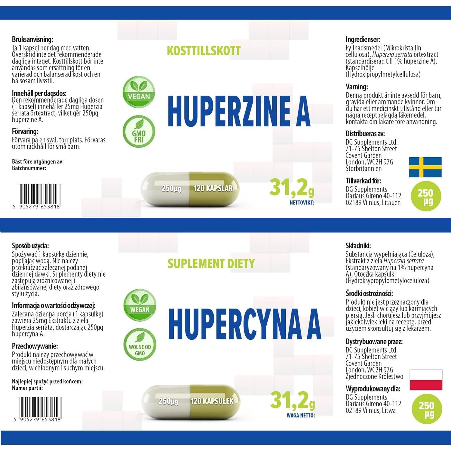 Hepatica Huperzine a 250Mcg – 120 Vegan Capsules | High-Strength Memory, Focus & Cognitive Support | 3Rd Party Lab Tested