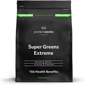 Protein Works - Super Greens Extreme , 150+ Health Benefits , 41 Active Ingredients , Vegan & Gluten Free , No Added Sugar , 41 Servings , Apple & Lemon Twist , 500G