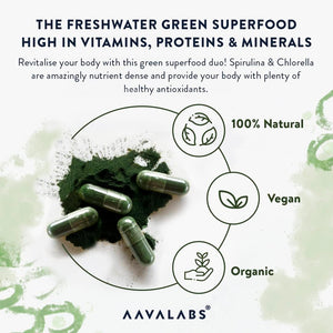 Organic Spirulina and Chlorella Capsules - Spirulina Powder and Chlorella Powder - Broken Cell Wall - 1800Mg per Serving - 200 Capsules - Vegan