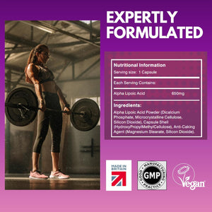 Alpha Lipoic Acid 650Mg Capsules, 50/50 Blend of Both R-ALA & S-ALA, 120 Vegan Capsules (4 Month Supply), Powerful Natural Protective Antioxidant, Made in UK